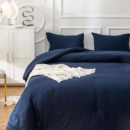 Solid Navy Comforter Set Cal King Navy Blue Bedding Set Soft Pure Navy Blue Bedding Quilt Men Navy Blue Blanket Women Breathable Durable Bed Comforter Set Dark Navy Blue Bedding Set Cal King