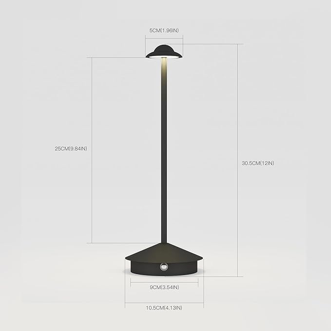 Rechargeable Table Lamp,Cordless Table Lamp,Touch Dimmable Wireless Lamp in Aluminium,5000mAh Battery Desk Lamp for Home/Restaurant/Outside Dining/Dinner/Patio(Black)