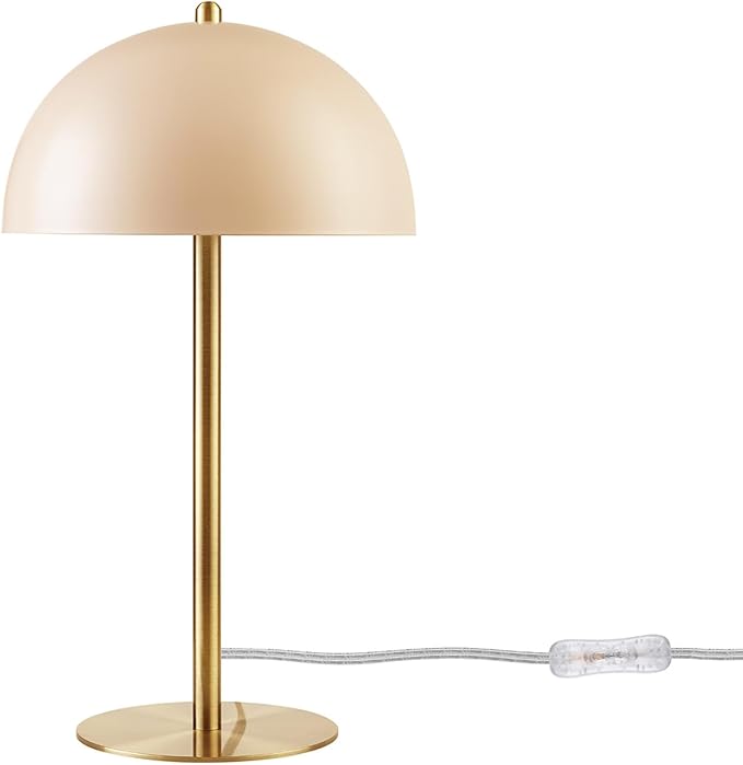 Globe Electric 52332 15" Desk Lamp, Matte Pink, Matte Brass Accents, in-Line On/Off Rocker Switch