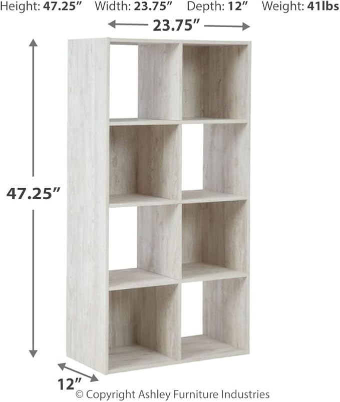 Signature Design by Ashley Paxberry Coastal 8 Cube Storage Organizer or Bookcase, Whitewash