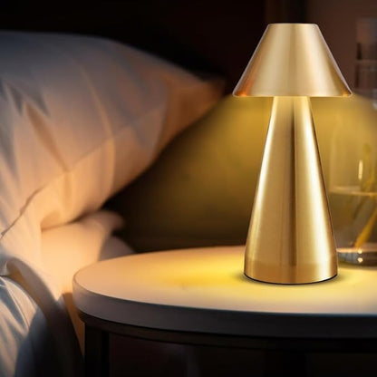 Portable Metal Desk Lamp, Cordless Metal LED Table Lamp,3 Color Touch Control Rechargeable Lamp,3-Levels Brightness Room Decor Desk Lamp,Bedside Lamp,Dining Room Lamp (Gold)