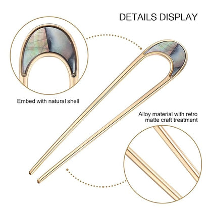 Lurrose 2pcs Hair Sticks Vintage Metal Hair Pins Moon Elegant Hair Chopsticks U Shaped Headdress Hair Styling Accessories for Woman Girls