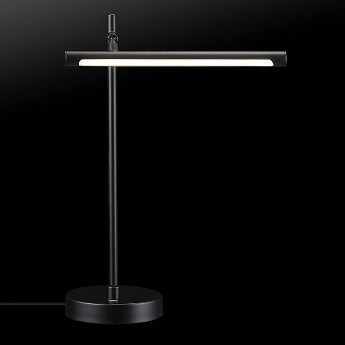 Globe Electric 62000004 15" 5 W LED Integrated Desk Lamp, Matte Black, Push Button Dimmer Rotary Switch, 200 lumens, 3000K, Pivot Joint, LED Desk Light, Adjustable Lamp, Desk Lamp for Home Office
