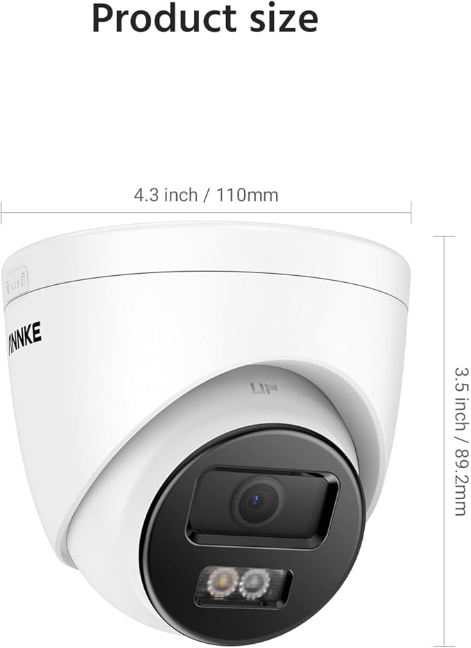 ANNKE C800 2Pack 4K Ultra HD PoE IP Security Camera AI Human Vehicle Detection, 8MP Outdoor Turret Camera with Audio Recording, 4.0mm Lens Wide Angle, Spotlight Color Night Vision, Up to 512GB SD Card