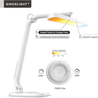 SINCELIGHT Horus H1 LED Desk Lamp, Color Changeable, Dimmable, Dual Control Mode, Remote Table/Reading/Book Light, Eye-Friendly GR0 Level with no Harmful Bluelight