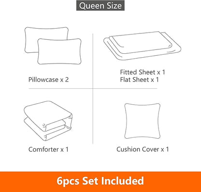 Kids Gaming Bedding Sets, 6 Piece Gamer Comforter Sets for Teens Boys Full Size for Bedroom Comforter Set Adult 3D Gamepad Microfiber Bedding Sets Fits All Season