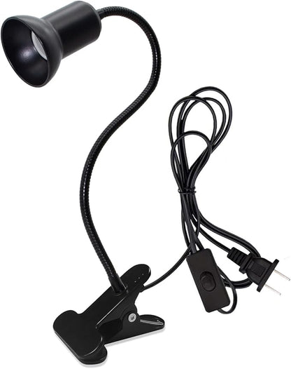 Desk Clip Lamp Holder Clamp Clip on Light with 40CM Swing Arm 360 ° Flexible Gooseneck Clip Lamp with 220CM Cable E27 Reading Clip Lamp for Bedroom Turtle Heating Lamps