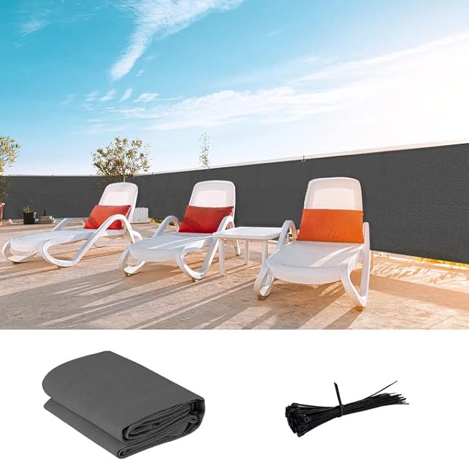 LOVE STORY Custom Size 3'x2' Dark Grey Balcony Privacy Screen,UV Block Privacy Fence Screen,90% Shield for Outdoor Pool Garden Apartment Railing