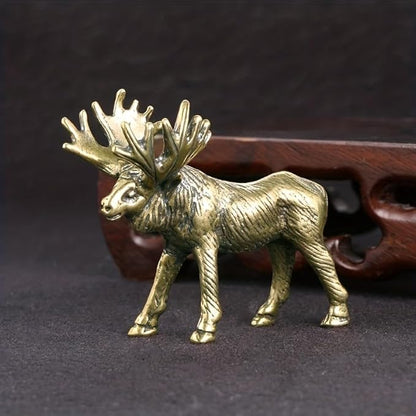 Vintage Solid Brass Elk Figurine - Festive Desk Decor for Collectors - Perfect Holiday Accent(Elk)