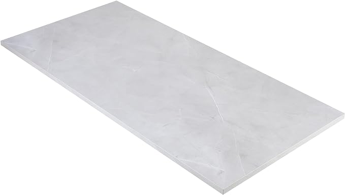 Kaboon Universal Tabletop 45.67"x23.62", Solid One-Piece Melamine Table Top, Double Desk L-Desk DIY, Home and Office, White Rock