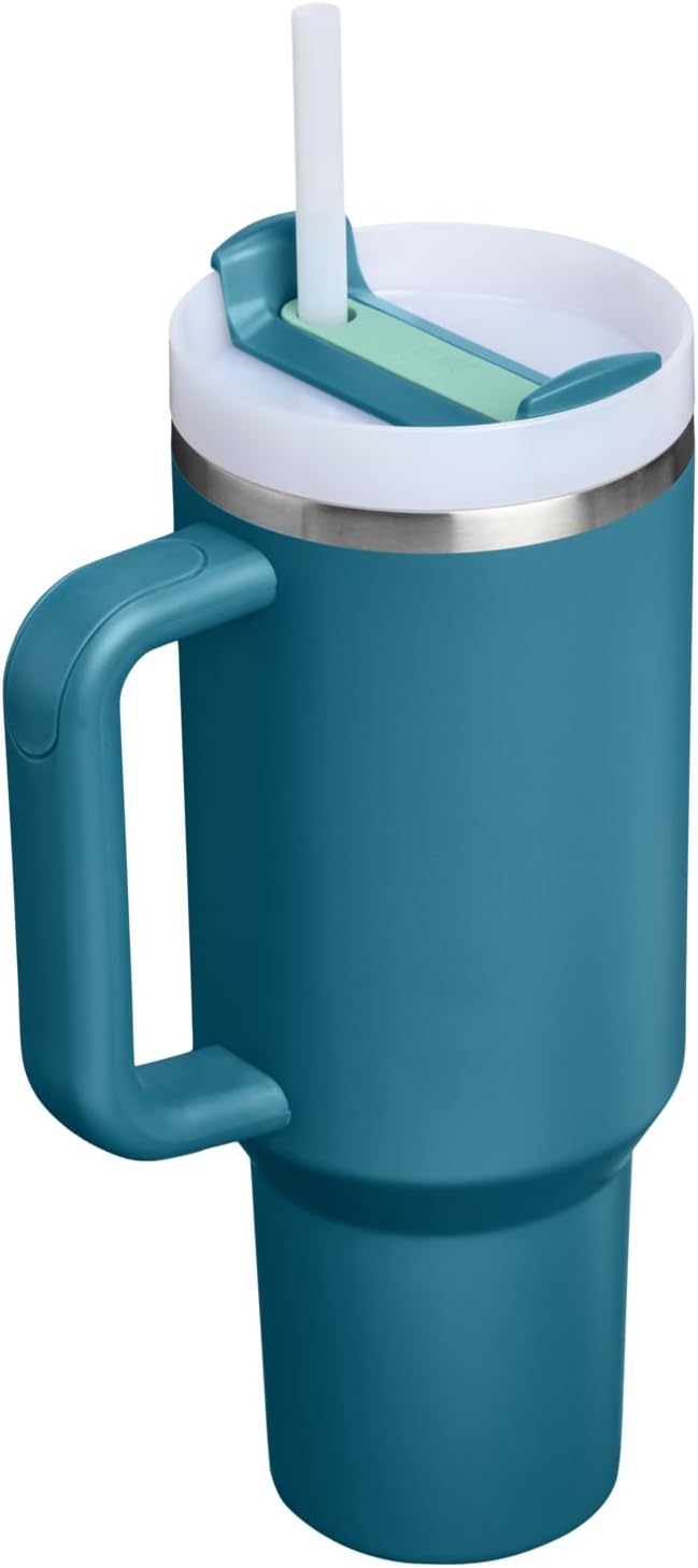 STANLEY Quencher H2.0 Flow State Tumbler, 40 oz, Coastal Teal | Handle and Straw | 3-Position Lid | Cup Holder Compatible for Travel | Insulated Stainless Steel Cup | BPA-Free