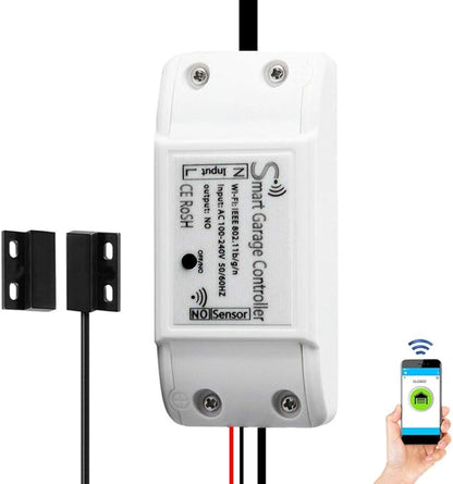 Smart WiFi Garage Door Opener Remote Controller, Smartphone App Control, Compatible with Alexa, Google Assistant and IFTTT, No Hub Required