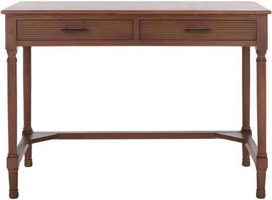 SAFAVIEH Home Collection Mckinlee Distressed White 2-Drawer Computer Office Desk Table DSK5704C, Brown