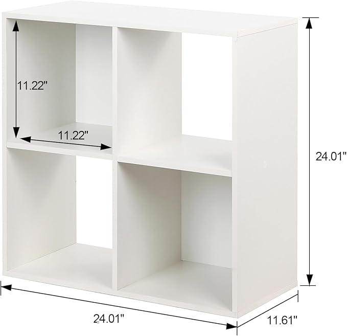 PACHIRA E-Commerce Wooden Storage Cubes Bookcase, Unit Shelf, Closet Cabinet, Organizer Rack in Living Room, Bedroom, Study, 4 Cube, White