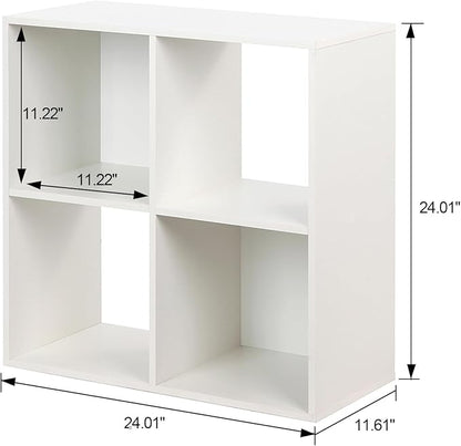 PACHIRA E-Commerce Wooden Storage Cubes Bookcase, Unit Shelf, Closet Cabinet, Organizer Rack in Living Room, Bedroom, Study, 4 Cube, White