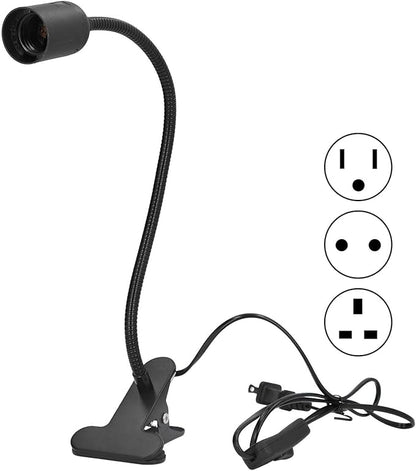 E27/E26 Clip Desk Lamp Light Socket, Desk Light Adapter Eye 360 ° Flexible Gooseneck Clip Light Bulb Holder for Desk Office Clamp Light Bulb Stand with On/Off Switch(#1)