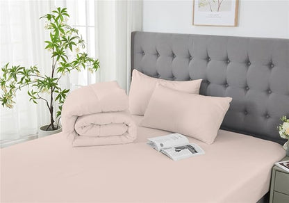 3 Piece Solid Color All Season Bedding Comforter Set Microfiber Soft Lightweight Bedding Set for Kids Teens Adults Room Decor with 1 Comforter and 2 Pillowcases Queen