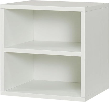 Magic DIY Cube Storage Organizer Stackable Cubes for Home Books Clothes Toy -Modular Cubby Storage System -Stackable Storage Cubes -Bookcase Closet (Pure white-washed, 1 Layer Cube)