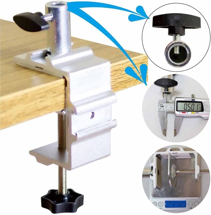 Heavy Duty Replacement Clamp for 1/2” Base Magnifying Lamp，Desk Lamp，Magnify Lamp，Swing Arm Lamp，Mic Microphone Suspension Boom Scissor Mount(Silver)