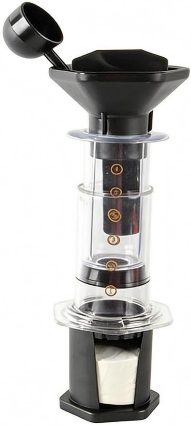 Maker Manual Coffee Brewer Design Transparent Chamber Flat Stand Visual Number Steps Suitable for Domestic Use Home Countertop, Transparent