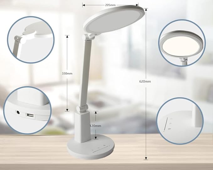 Full Spectrum Full red Light Table lamp Simulate 7 am Sunlight Authentic Eye Protection led Desk lamp 7 Brightness for Child Readers Artists Home Office