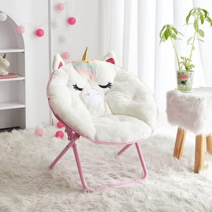 Heritage Kids Unicorn Saucer Chair, For Gaming Textile, White