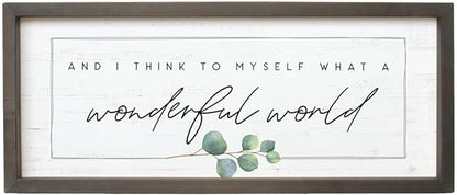 Simply Said, INC Farmhouse Frames What a Wonderful World Wooden Sign, Rustic Framed Wall Art, Inspirational Farmhouse Home Decor, 10 x 24 Inch
