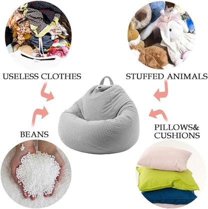 3 Ft Bean Bag Chair Cover (No Filler) Stuffed Animal Storage Bean Bag Cover for Pets Dogs/Cats Bed Corduroy Stuffed for Organizing Plush Toys