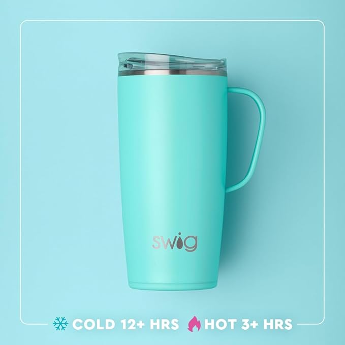 Swig Life 22oz Insulated Travel Mug with Handle & Lid, Moon Shine | Triple Insulated Stainless Steel - Handle & Lid Included - Keeps Coffee Hot or Cold - Cup Holder Friendly