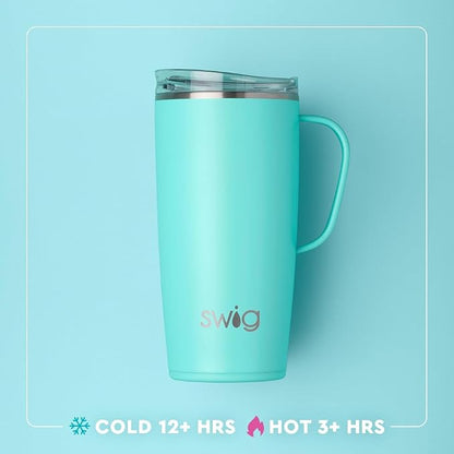 Swig Life 22oz Insulated Travel Mug with Handle & Lid, Teacher Life | Triple Insulated Stainless Steel - Handle & Lid Included - Keeps Coffee Hot or Cold - Cup Holder Friendly