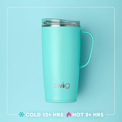 Swig Life 22oz Insulated Travel Mug with Handle & Lid, Candy Crush | Triple Insulated Stainless Steel - Handle & Lid Included - Keeps Coffee Hot or Cold - Cup Holder Friendly