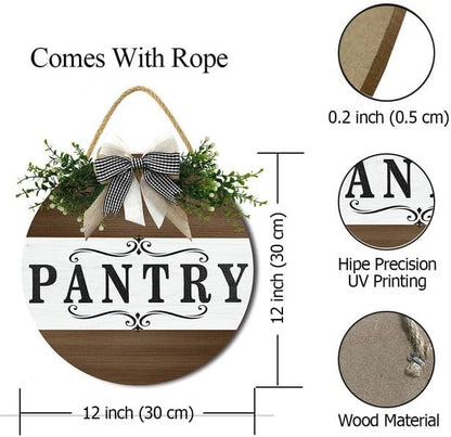 Farmhouse Themed Pantry Signs, Rustic Pantry Room Decor Wooden Decoration with Quotes Pantry Open 24/7 Vintage Decorative Wall Plaque for Home Housewarming Gift 12"