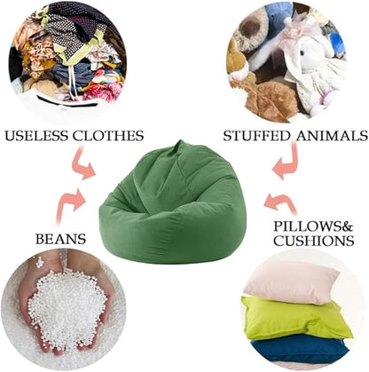 Stuffed Animal Storage Bean Bag Chair Cover (No Filler) Washable Ultra Soft Corduroy Bean Bag Cover for Organizing Plush Toys, Bean Bag for Adults