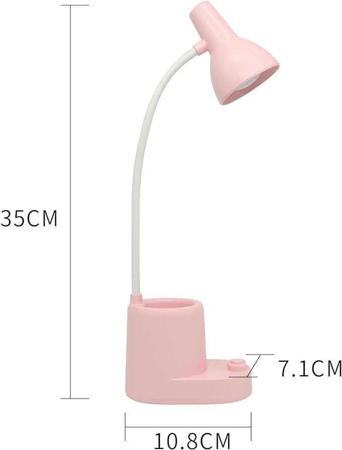 Battery Operated lamp,Small Lamps for Small Spaces,Pink Desk lamp,kids battery lamps for tables,Cute pen holder for desk,360° Rotating Hose,Adjust The Angle of Light Source at Will,Led Desk Lamps