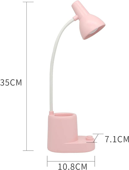 Battery Operated lamp,Small Lamps for Small Spaces,Pink Desk lamp,kids battery lamps for tables,Cute pen holder for desk,360° Rotating Hose,Adjust The Angle of Light Source at Will,Led Desk Lamps