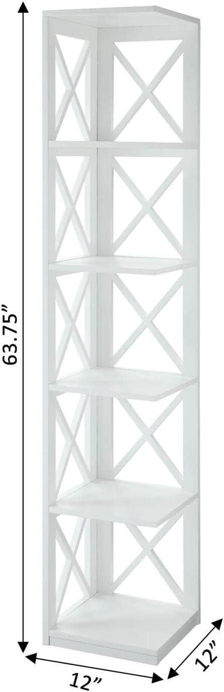 Convenience Concepts Oxford 5 Tier Corner Bookcase, White