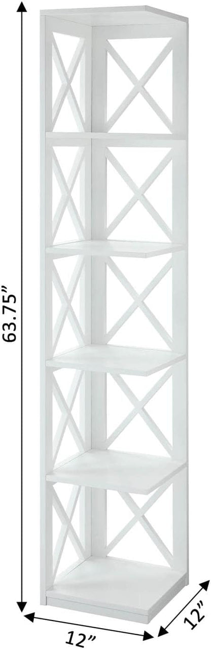 Convenience Concepts Oxford 5 Tier Corner Bookcase, White