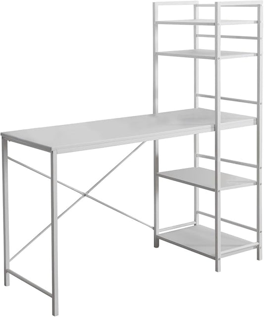 Monarch Specialties Study Workstation with 4 Bookshelves-Home & Office Computer Desk with 4 Tier, 48", White