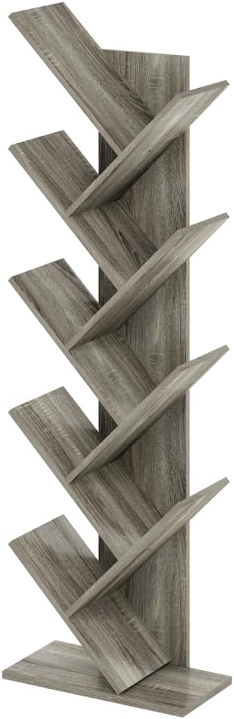 Furinno Tree Bookshelf 9-Tier Floor Standing Tree Bookcase, French Oak