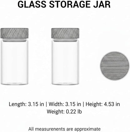 Glass Storage Jar with Acacia Wood Lid, Borosilicate Food Canister for Coffee Beans Tea Sugar Dry Pantry Staples (1 PC)