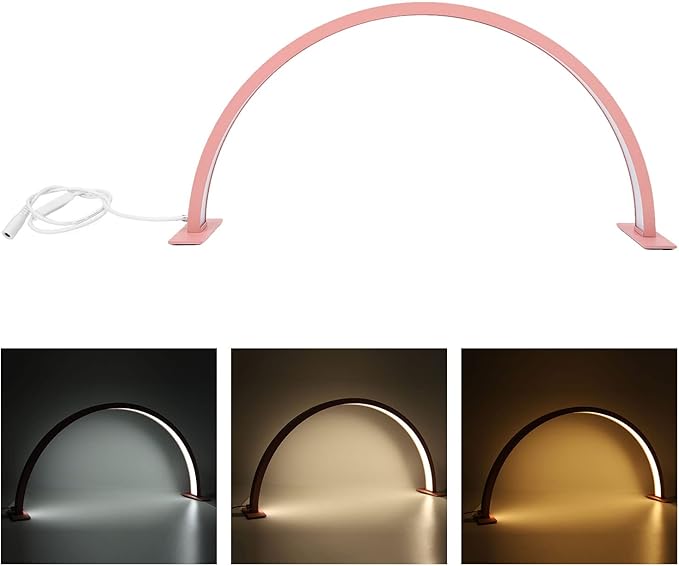 Half Moon Light for Nails Desk, 3000K‑6000K LED Dimmable Half Moon Desk Lamp Eye , 22 Inch Half Moon Fill Light for Beauty Skincare Lash Extension Tattoo Nail Art (US Plug)