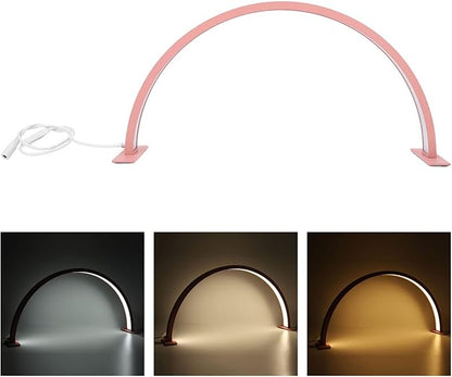 Half Moon Light for Nails Desk, 3000K‑6000K LED Dimmable Half Moon Desk Lamp Eye , 22 Inch Half Moon Fill Light for Beauty Skincare Lash Extension Tattoo Nail Art (US Plug)