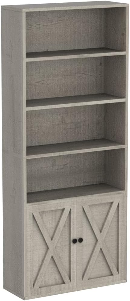 IRONCK Industrial Bookshelves and Bookcases with Doors Floor Standing 6 Shelf Display Storage Shelves 70 in Tall Bookcase for Home Office, Living Room