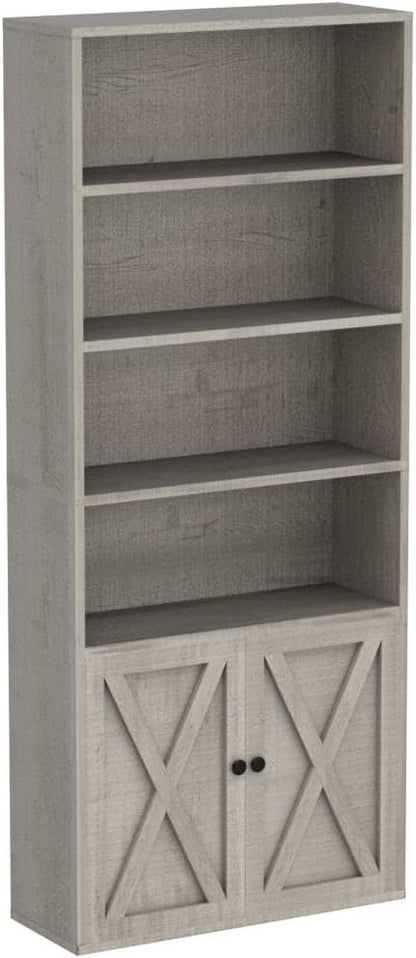 IRONCK Industrial Bookshelves and Bookcases with Doors Floor Standing 6 Shelf Display Storage Shelves 70 in Tall Bookcase for Home Office, Living Room