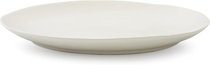 Portmeirion Sophie Conran Arbor Dinner Plate| Set of 4 Dinner, Pasta, and Appetizer Plates | 11 Inch Organic Shape Stoneware | Microwave and Dishwasher Safe – (Creamy White)