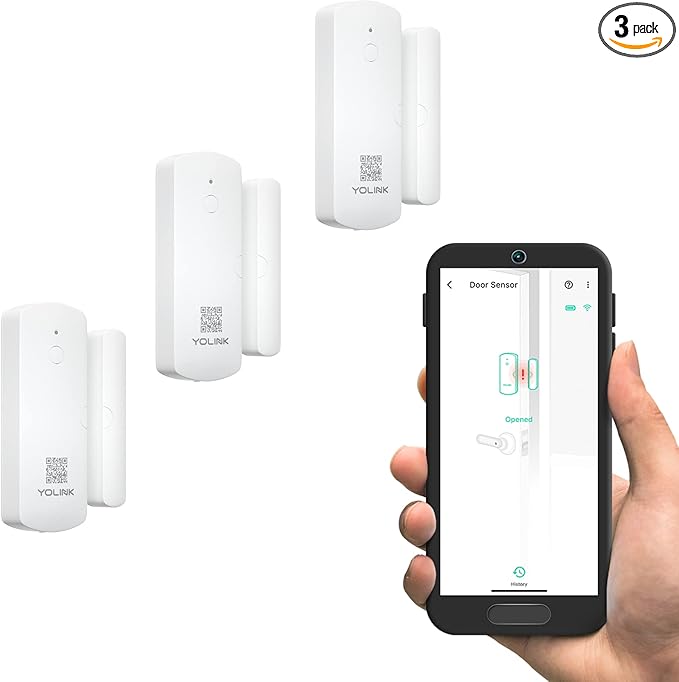 YoLink LoRa Smart Door & Window Sensor 3-Pack: Door Left-Open Reminders, up to 1/4 Mile Open-Air Range, up to 5 Year Battery Life, Alexa, IFTTT, Home Assistant