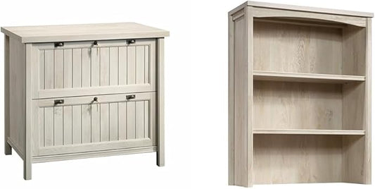 Sauder Costa Lateral File and Library Hutch Bundle, Chalked Chestnut