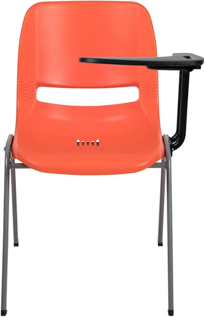 Flash Furniture Orange Ergonomic Shell Chair with Left Handed Flip-Up Tablet Arm