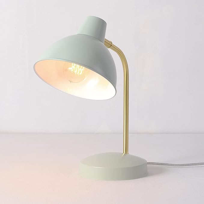 Globe Electric 30289 15" Desk Lamp, Matte Sage Green, Matte Gold Arm, Pivoting Shade, in-Line On/Off Rocker Switch, Home Décor, Lamp for Bedroom, Home Office Accessories, Desk Lamps for Home Office