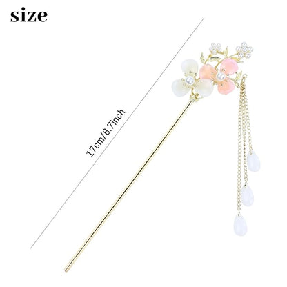inSowni 8 Pieces Retro Vintage Asian Japanese Chinese Hanfu Gold Metal Flower Hair Sticks with Pearl Pendants Fishtail Lotus Butterfly Long Hair Pins Forks Chopsticks Bun Updo Holders for Women Girls